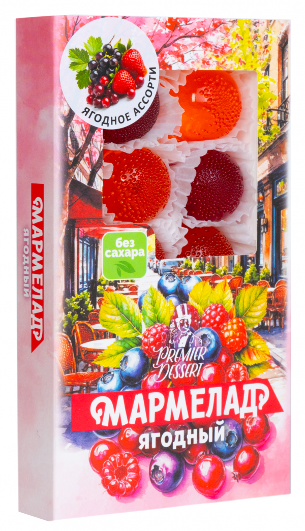№2 Мармелад Премиум Десерт ЯГОДНЫЙ (клюква, смородина,клубника) 200г в Дербенте